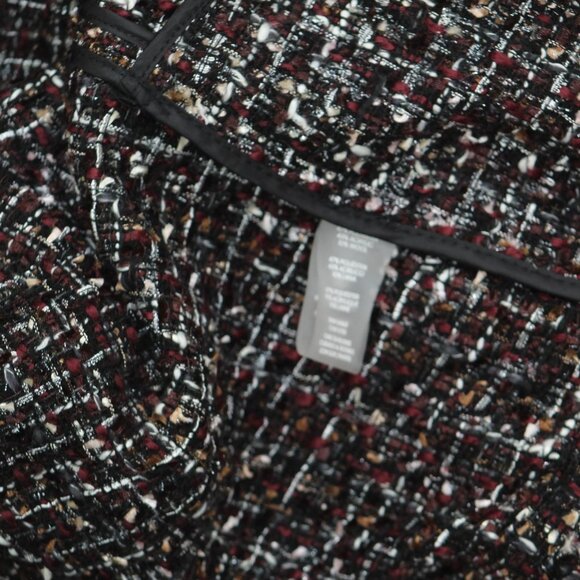 NWT Calvin Klein Open Front Tweed Blazer Jacket S47JW609 Black Red Multi 6 - Picture 7 of 8